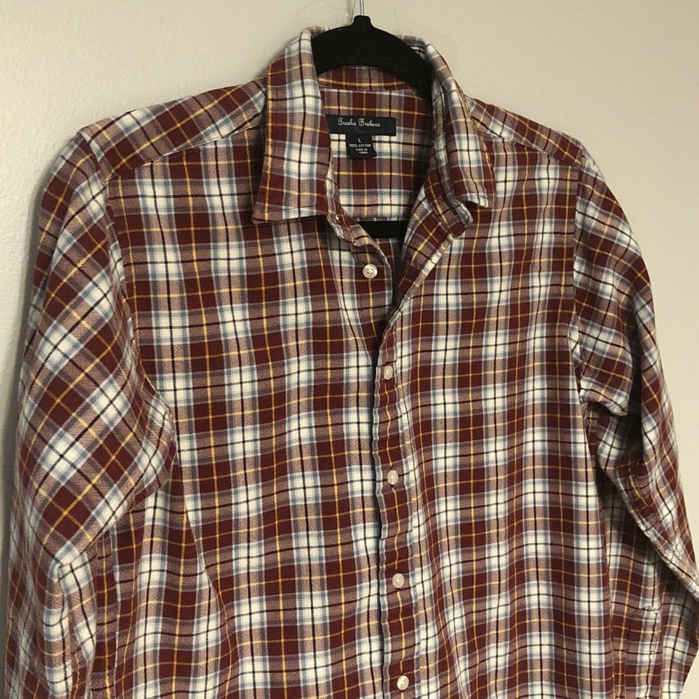 Brooks Brothers SZ LARGE PLAID Boys SHIRT 100% Cotton BUTTON UP SHIRT